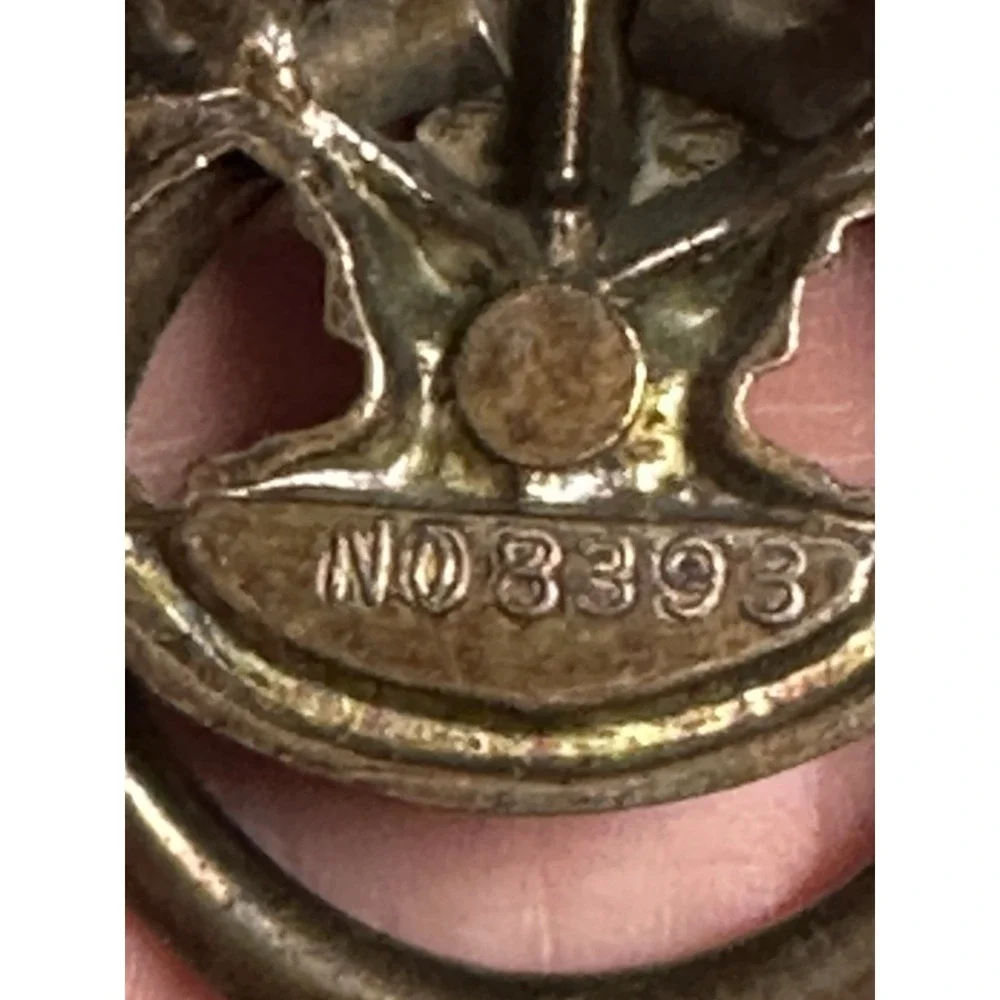 Vintage Eagle Ring Drawer Pulls Antique Brass Cabinet Hardware Pair No 8393